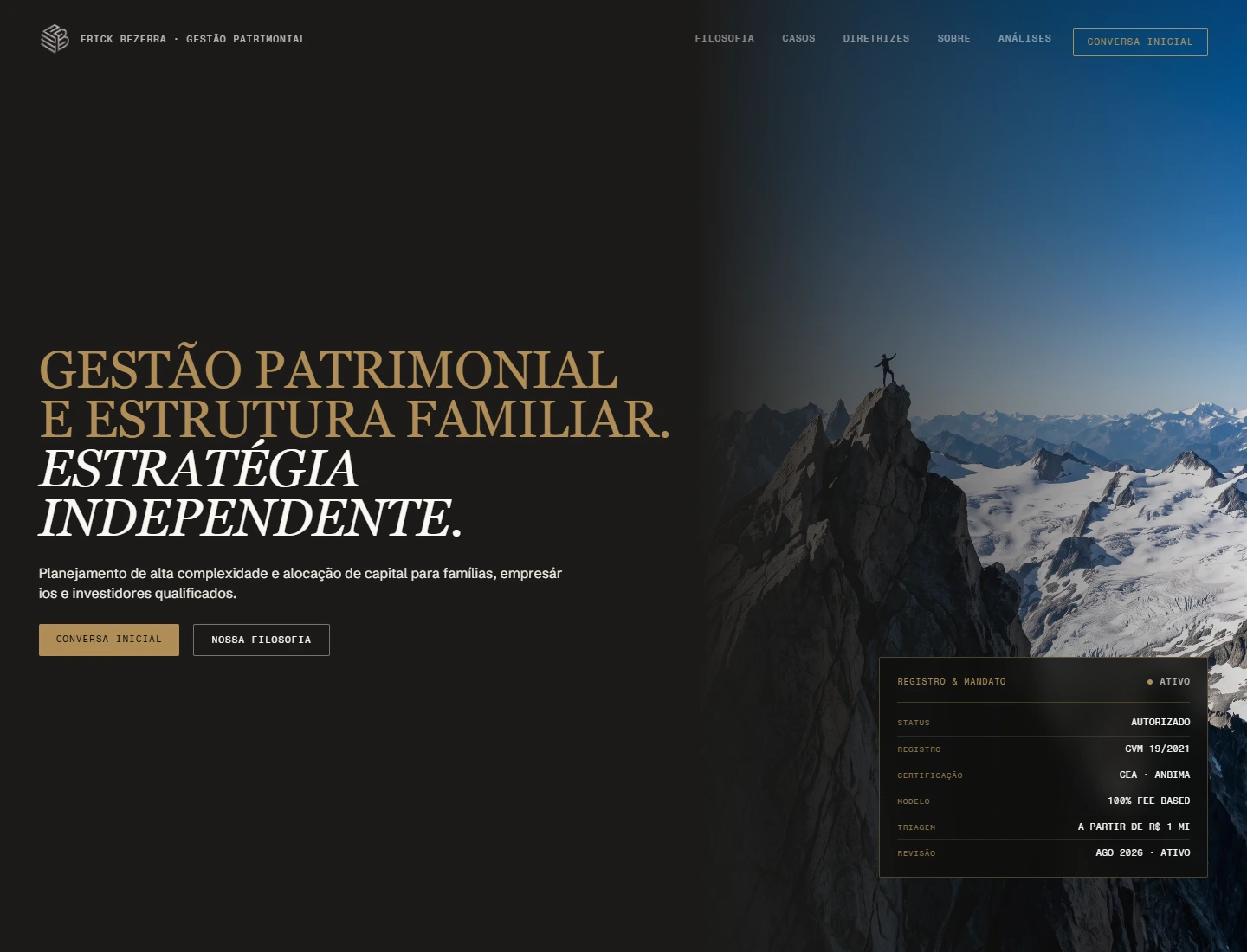 Interface real do projeto Erick Bezerra